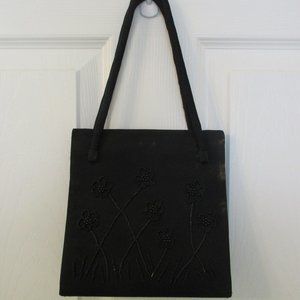 Aldo Black Beaded Flowered Purse/Handbag